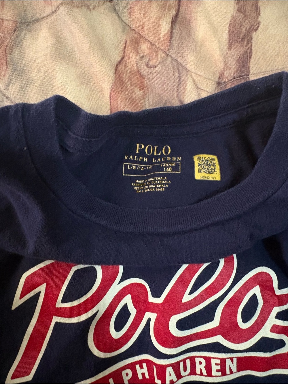Polo by Ralph Lauren Navy Short Sleeve Tee with Red & White Graphic